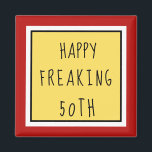 Imán Fun Freaking 50th Happy Birthday Gift<br><div class="desc">Feliz y asombroso regalo de cumpleaños número 50 por tu vida. Tal vez eres TÚ. Personalizar para cambiar el fondo rojo a un color de su elección. Ver más extravagantes artículos de cumpleaños en Zigglets aquí en Zazzle.</div>