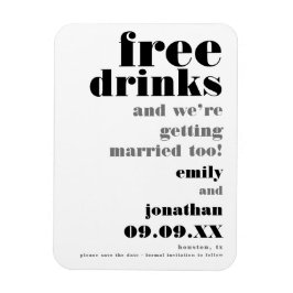 Imán Fun Free Drinks Black Gray Wedding Save The Date