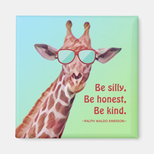Imán Fun Giraffe Motivational Quote Emerson Be Silly  (Frente)