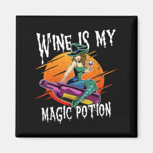 Imán Fun Halloween Bebe Witch Magic Wine Drinker