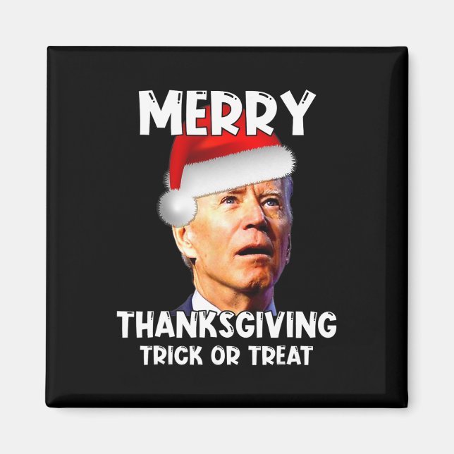 Imán Fun Joe Biden Santa Hat Feliz Día de Acción de Gra (Frente)