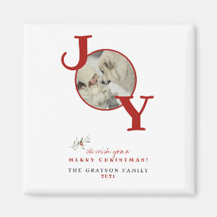 Imán Fun Merry Christmas Joy Photo Holiday Card