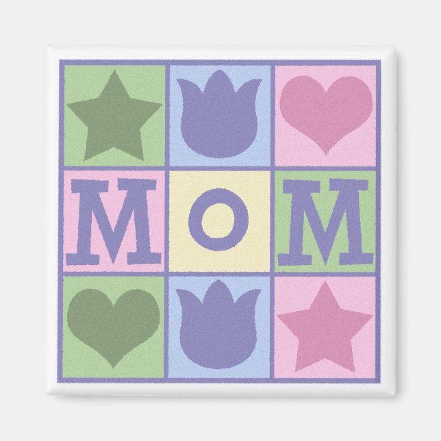 Imán Fun Mom Quilt Squares Square Magnet (Frente)