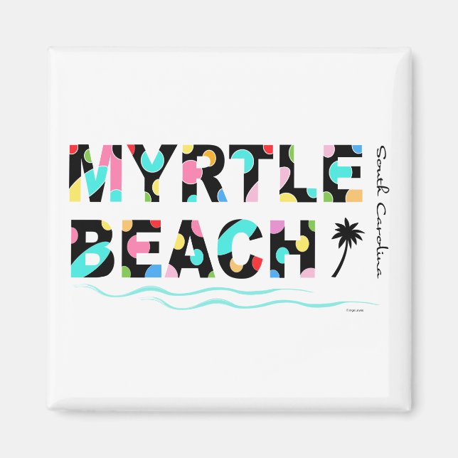Imán Fun Myrtle Beach, SC Graphic Guay (Frente)