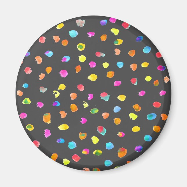 Imán Fun polka dot arinbow boho watercolor arte (Frente)