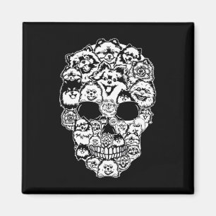 Imán Fun Pomeranian Skull Dog Skeleton Halloween
