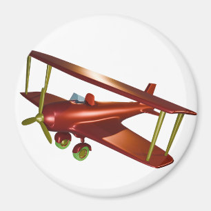 Imán Fun Red Bi-plane Aviation Aerospace Flight