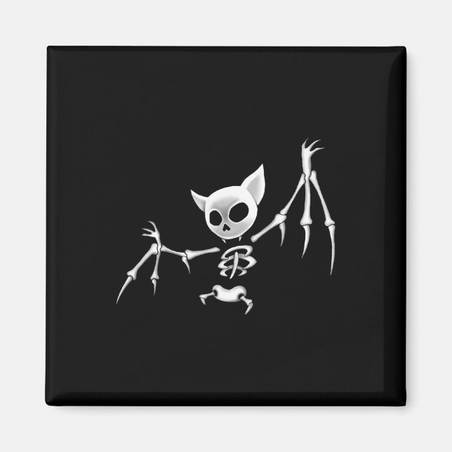 Imán Fun Scary Dark Flying Skeleton Bat Ropa de Hallowe (Frente)