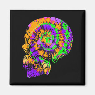 Imán Fun Tie Dye Skull Festividad Halloween Púrpura Ver
