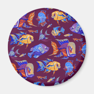 Imán Fun tropical fishes on dark purple