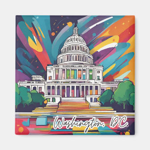 Imán Fun Vibrante Funky Washington DC Magnet colorido