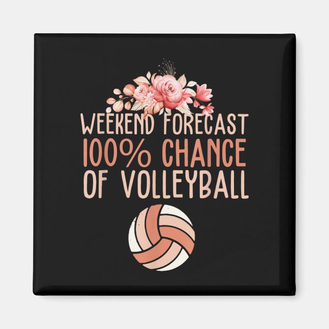 Imán Fun Voleibol Fin de Semana Previsión Voleibol Boho (Frente)