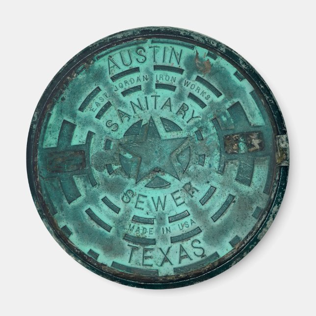 Imán Funda de Manhole de Austin City Texas (Frente)