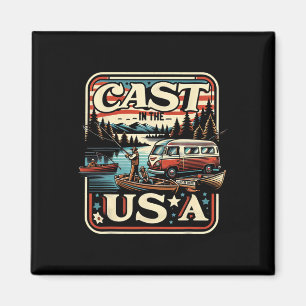 Imán Fundido En La Aventura Pesquera Vintage De Estados
