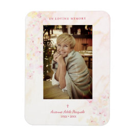 Imán Funeral floral tradicional y elegante de foto rosa