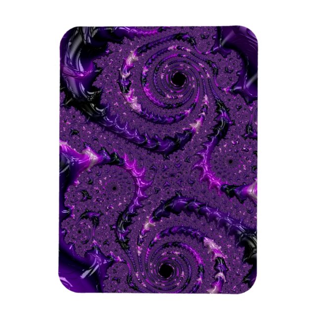 Imán Funky Bold Boho Purple Digital Resumen Fractal (Vertical)