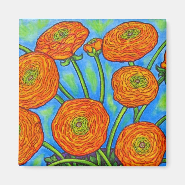 Imán Funky Floral Ranunculus Magnet (Frente)