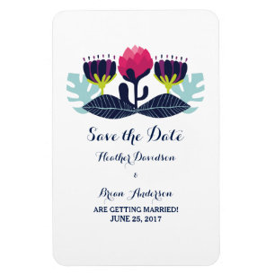 Imán Funky Floral Save the Date Flexi Magnet
