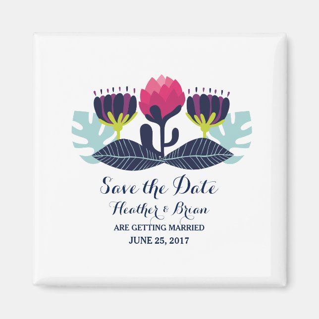 Imán Funky Floral Save the Date Magnet (Frente)