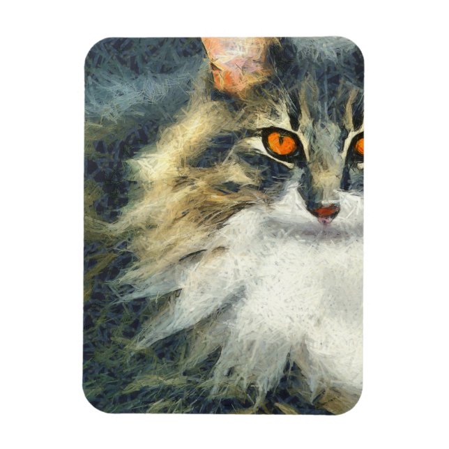 Imán Funky Maine Coon Cat Art (Vertical)
