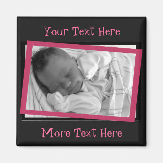 Imán Funky Pink and Black Frame Magnet