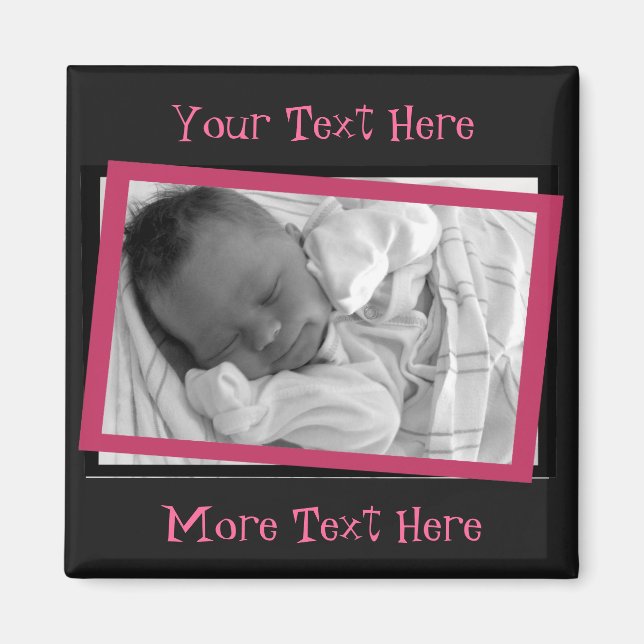 Imán Funky Pink and Black Frame Magnet (Frente)