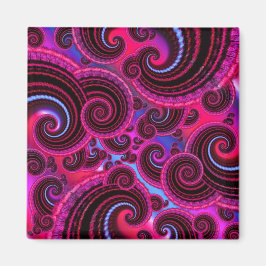 Imán Funky Pink and Turquoise Swirly Pattern
