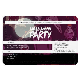 Imán Funky Purple Halloween Spooky Fiesta Ticket