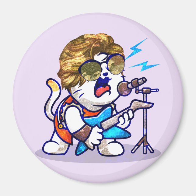 Imán Funky Rockstar Cat - Guay Music Lover Kitty (Frente)