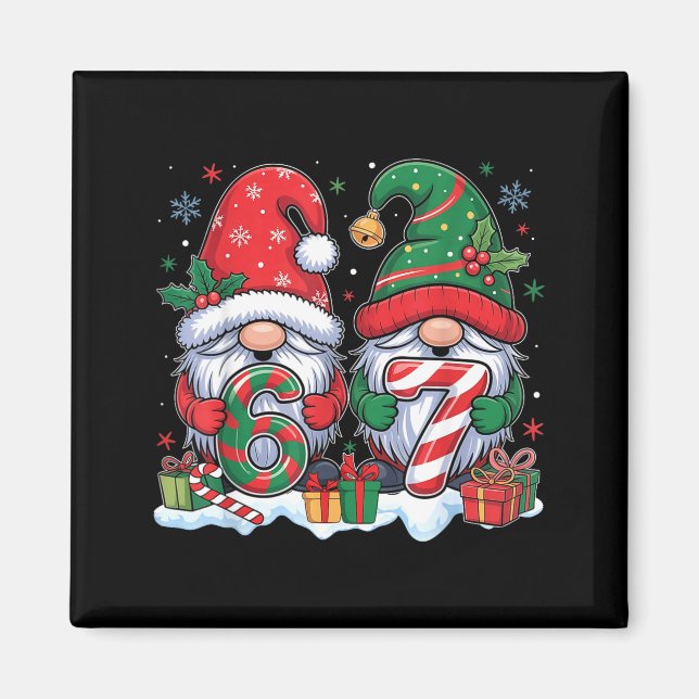 Imán Funny 67 Christmas Pajamas Six Seven Meme 67 Gnome (Frente)