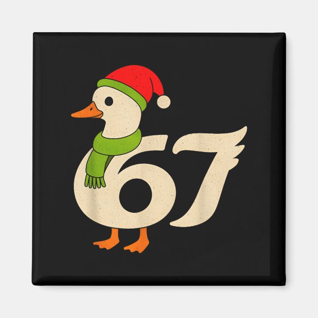 Imán Funny 67 Goose Christmas 6 7 Meme Duck Santa Hat F (Frente)