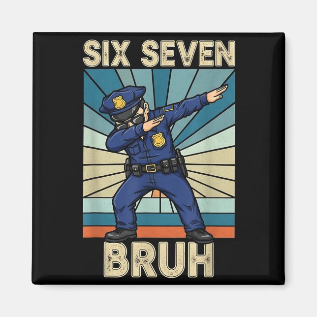 Imán Funny 67 Meme 6 7 Six Seven Liceman Lice Officer R (Frente)