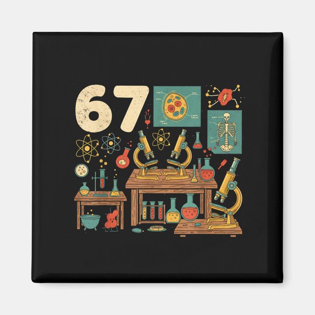 Imán Funny 67 Meme Science Teacher Students Six Seven M (Frente)