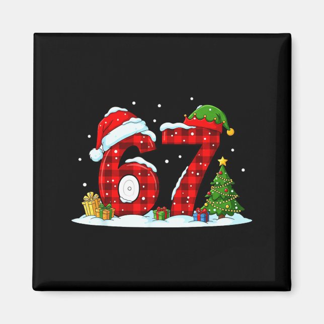Imán Funny 67 Meme Six Seven Christmas Buffalo Red Plai (Frente)