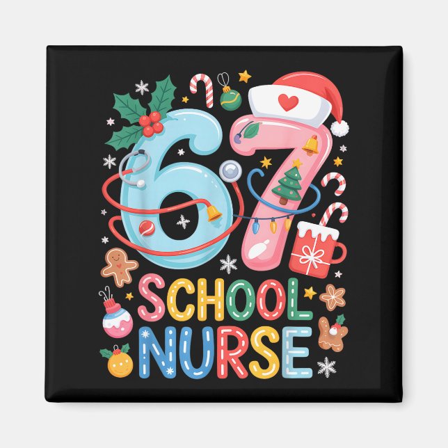 Imán Funny 67 School Nurse Christmas Xmas Meme Holiday  (Frente)