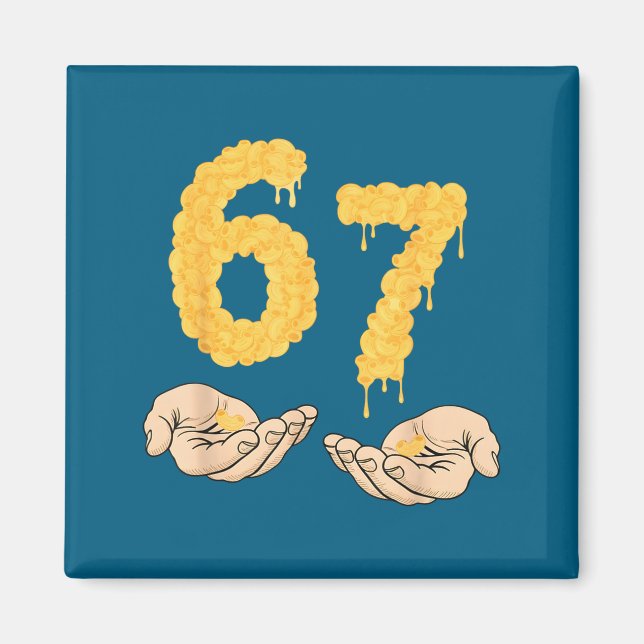 Imán Funny 67 Six Seven Cheesy Mac &amp; Cheese 6 7 Kid (Frente)