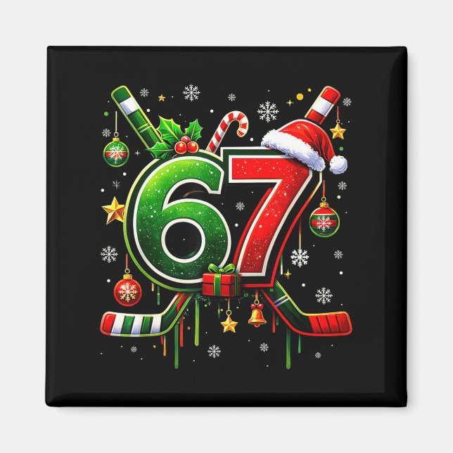 Imán Funny 67 Six Seven Christmas Ice Hockey  (Frente)