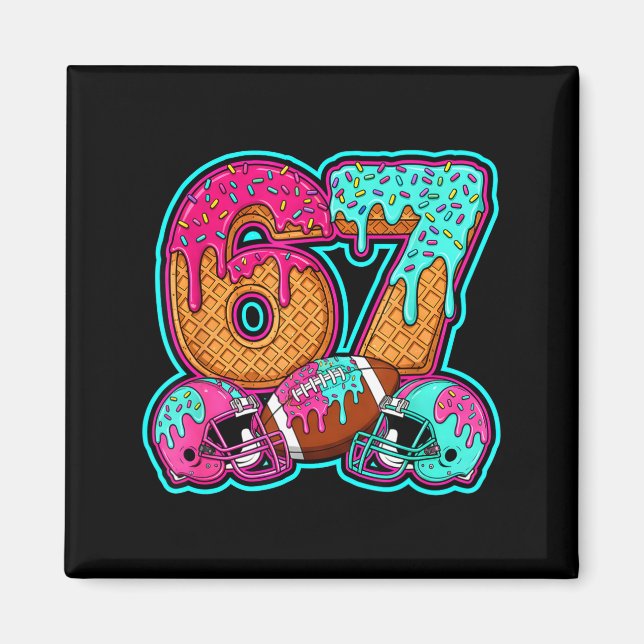 Imán Funny 67 Six Seven Meme American Football Number # (Frente)