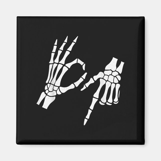 Imán Funny 67 Six Seven Meme Halloween Skeleton Hands (Frente)