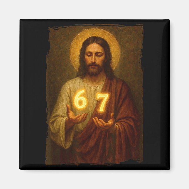 Imán Funny 6 7 Jesus. Absurd Six Seven Meme, Weird Teen (Frente)