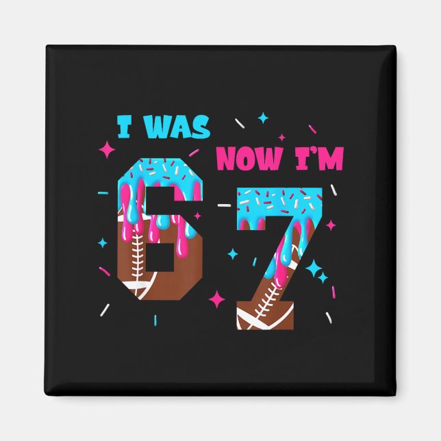 Imán Funny 7 Year Old Birthday Football Ice Cream Drip  (Frente)