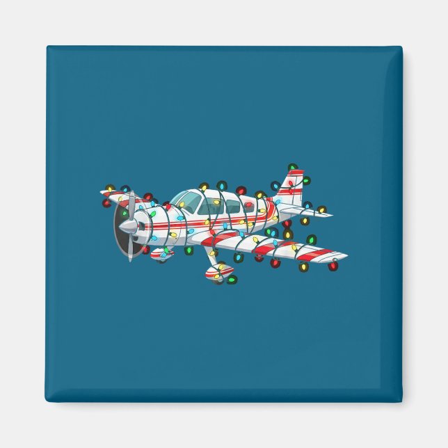 Imán Funny Airplane Christmas Graphics Lights Lover  (Frente)
