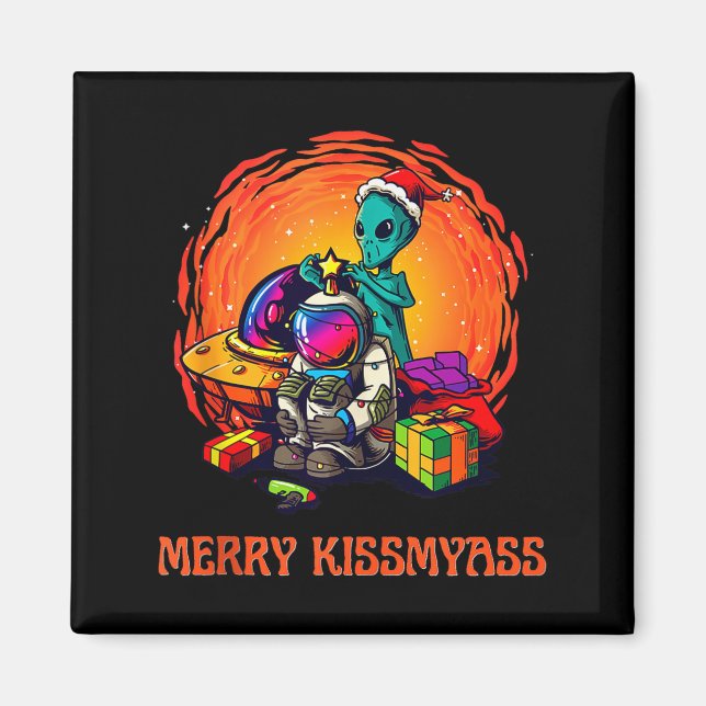 Imán Funny Alien Christmas Shirt _ Merry Kissmy Tank To (Frente)