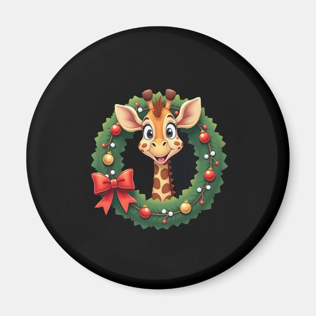Imán Funny Animal Giraffe Meme Face Festive Xmas T-Shir (Frente)