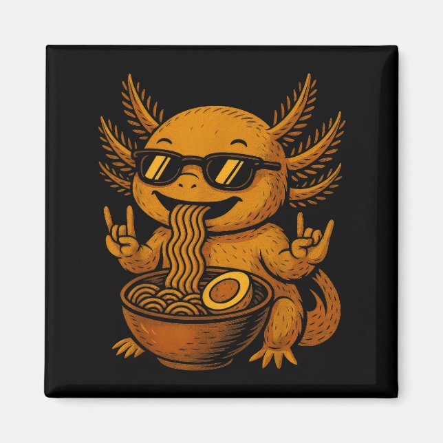 Imán Funny Anime Kawaii Axolotl Eating Ramen Graphic Te (Frente)