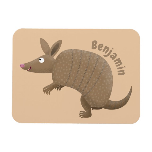 Imán Funny armadillo feliz personalizado ilustracion (Horizontal)