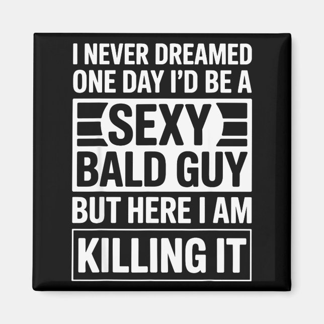 Imán Funny Bald Man Art For Men Boys Bald Dad Bald Guy  (Frente)