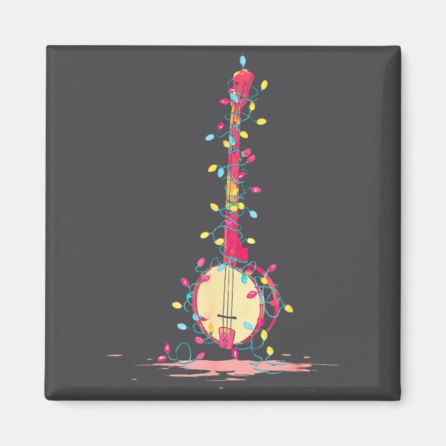 Imán Funny Banjo Christmas Graphics Lights Lover Player (Frente)
