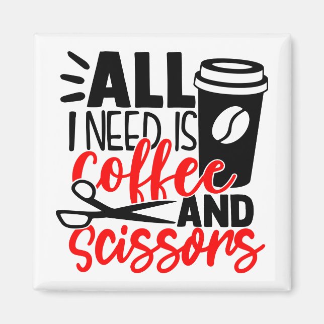 Imán Funny Barber Coffee Hairdresser Cute Hair Stylist (Frente)