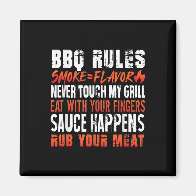 Imán Funny Bbq Rules Smoke=flavor Come Con Dedos Rub (Frente)